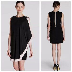 Ted Baker Bolty Black & White Asymmetric Draped Tunic Dress